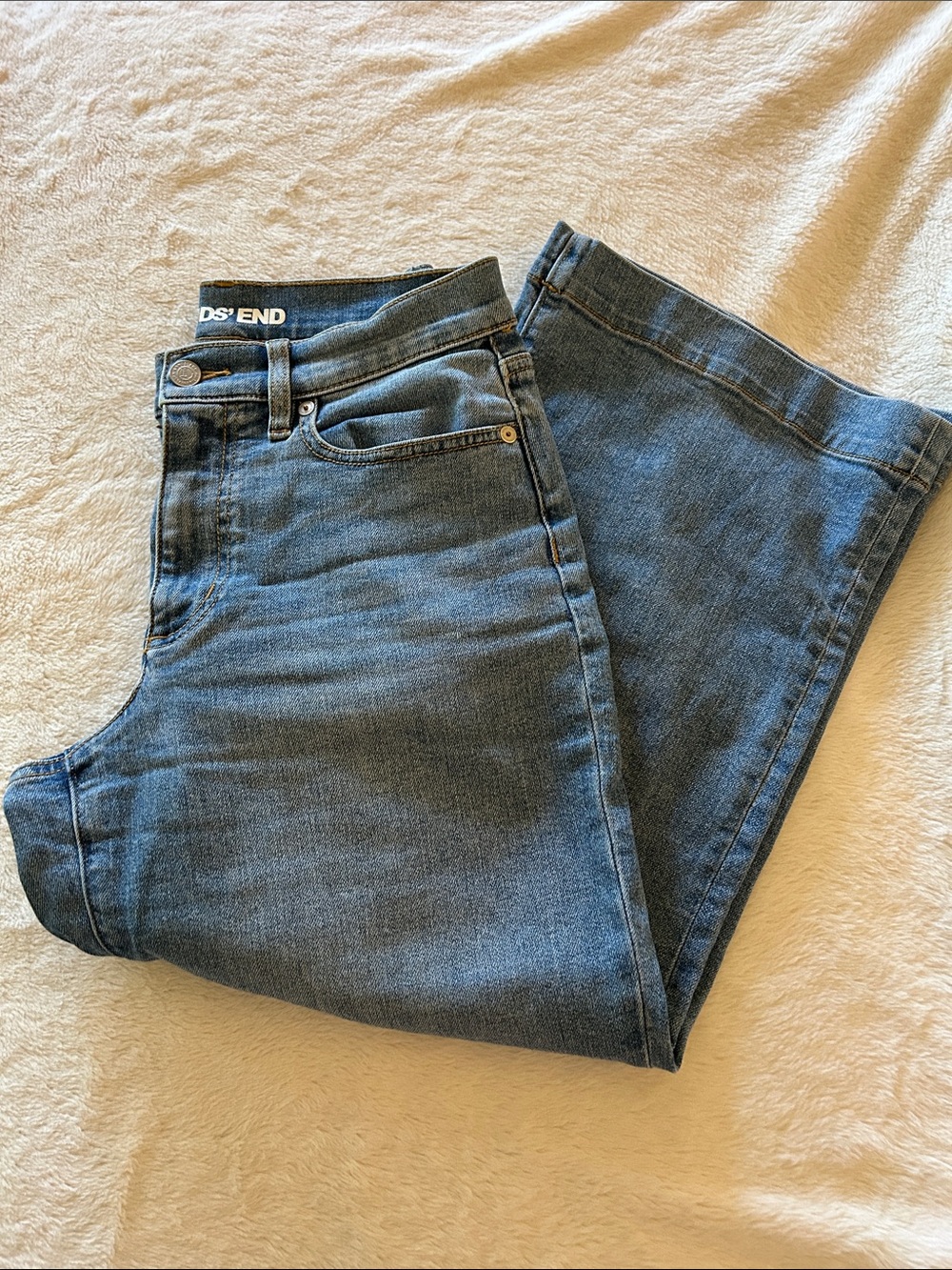 Lands' End Women's Blue Wide Leg Crop Jeans